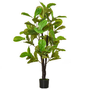 HOMCOM Ficus Artificial 130 cm de Interior si Exterior, Planta Artificiala cu efect Realist cu 78 de Frunze