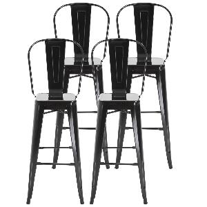 HomCom set 4 scaune din metal solid, 44x53x116 cm, negru | AOSOM RO