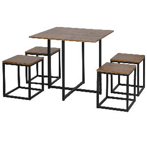 HomCom Set masa si scaune, stil industrial, set de masa pentru bucatarie | AOSOM RO