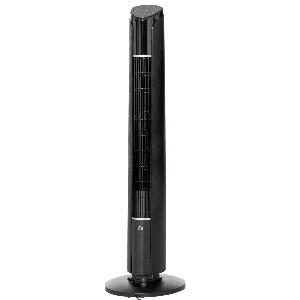 HOMCOM Ventiltor Turn cu 3 Viteze 4 Moduri, LED, Telecomanda, Negru | Aosom Ro
