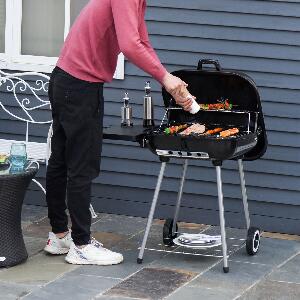 Outsunny barbecue din metal cu capac, 54x54x14cm, negru | Aosom Ro