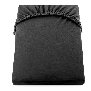 Cearșaf de pat elastic din jerseu DecoKing Amber Collection, 180-200 x 200 cm, negru
