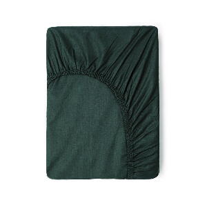 Cearșaf elastic din bumbac Good Morning, 160 x 200 cm, verde închis