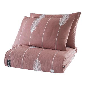 Cuvertură de pat cu 2 fețe de pernă din bumbac ranforce Mijolnir Modena, 225 x 240 cm, roz
