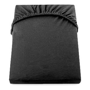 Cearșaf de pat cu elastic DecoKing Nephrite, 160–180 cm, negru