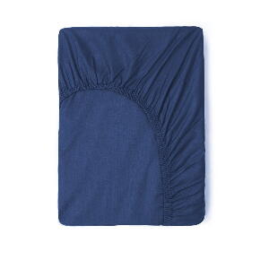 Cearșaf elastic din bumbac Good Morning, 160 x 200 cm, albastru închis