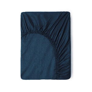 Cearșaf elastic din bumbac Good Morning, 180 x 200 cm, albastru închis