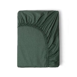 Cearșaf elastic din bumbac satinat HIP, 180 x 200 cm, verde închis