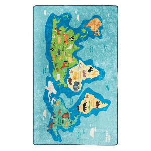 Covor antiderapant pentru copii Conceptum Hypnose Map, 100 x 160 cm, albastru