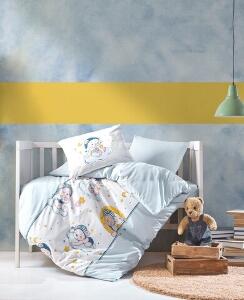 Lenjerie de pat pentru copii Bear - Blue, Cotton Box, 4 piese, bumbac ranforce, multicolor
