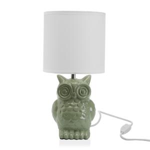 Lampa de masa Owl, Versa, 1 x E14, 40W, 16x32.5 cm, ceramica, verde