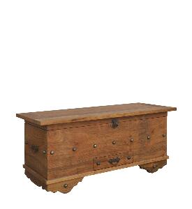 Banca din lemn cu 1 sertar si spatiu de depozitare, Teak Anne Small Nuc, l100xA40xH45 cm