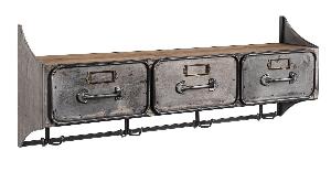 Cabinet suspendat din lemn de pin si metal, cu 3 sertare, Store Natural / Gri, l83xA20xH30,7 cm