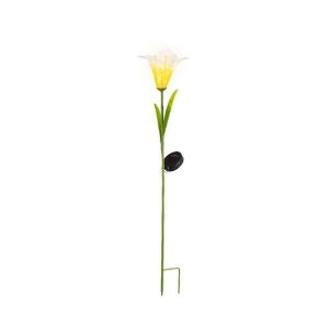 Lampa de gradina Lily, Lumineo, 17x17x82.5 cm, metal, alb/galben