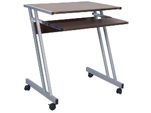 Masa de birou din pal si metal, Benny-233 Maro Inchis / Aluminiu, L60xl48xH73 cm