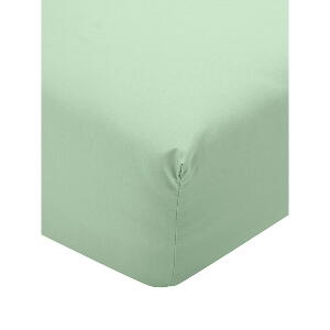 Cearșaf din bumbac percale Cotton works Elsie, 90 x 200 cm, verde