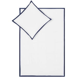Lenjerie de pat din bumbac percale Westwing Collection Joanna, 135 x 200 cm, alb-albastru