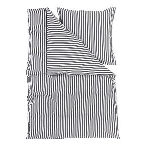 Lenjerie de pat din bumbac percale Westwing Collection Yuliya, 135 x 200 cm, gri-alb