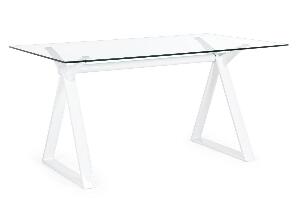Masa de birou din sticla si metal Job Transparent / Alb, L150xl90xH75 cm