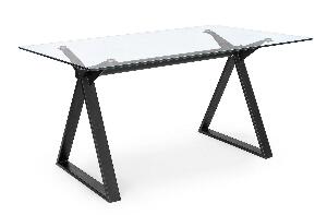 Masa de birou din sticla si metal Job Transparent / Negru, L150xl90xH75 cm
