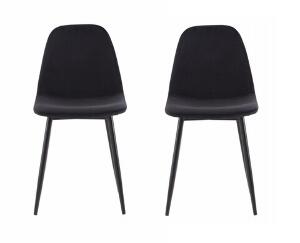 Set 2 scaune Dining Jaquard, Heinner, 48x46x87 cm, metal/catifea, negru