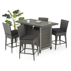 Set mobilier pentru gradina Contempo, masa + 4 scaune, gri/negru