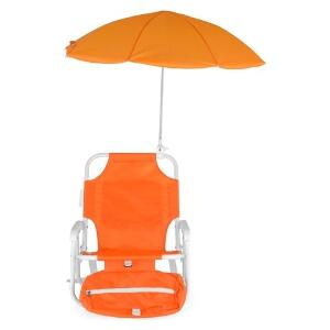 Set scaun cu parasolar si geanta frigorifica pentru copii, Kids Beach, L.37 l.28 H.45, portocaliu