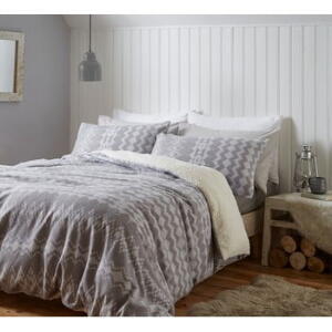 Lenjerie de pat din fleece Catherine Lansfield Alpine, 135 x 200 cm, gri