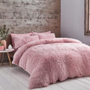 Lenjerie de pat din fleece Catherine Lansfield Cuddly, 135 x 200 cm, roz