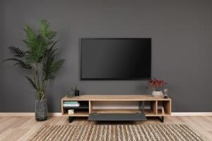 Comoda TV Safir, Puqa Design, 160x35x40 cm, maro/antracit