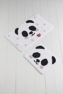 Set 2 covorase de baie, Chilai, Panda, alb/negru/roz