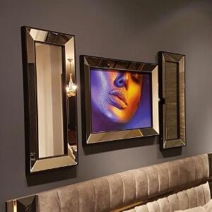 Set tablou si 2 oglinzi decorative T806, Neostill, sticla temperata, 50 x 70 cm/30 x 70 cm