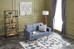 Canapea extensibila Dublin, Balcab Home, 2 locuri, 150x75x90 cm, lemn, albastru