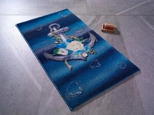 Covoras de baie Romantic Anchor, Confetti, 80x140 cm, bleumarin