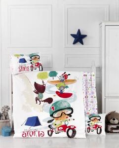 Lenjerie de pat pentru copii, Victoria, Adventure, 4 piese, 100% bumbac ranforce, multicolor