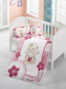 Lenjerie de pat pentru copii, Victoria, Baby, 4 piese, 100% bumbac ranforce, multicolor
