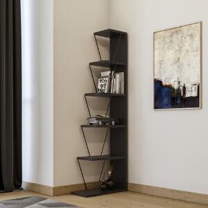Biblioteca Tlos, Kalune Design, 50x22x150 cm, antracit/negru