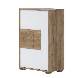 Cabinet hol din pal si MDF, cu 1 usa, Stela CPL1 Alb / Stejar Tobacco, l63xA36xH94 cm