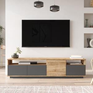 Comoda TV FR5 - AA, Locelso, 180x44.5x44.6 cm, natural/antracit