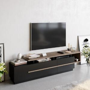 Comoda TV Pia, Decorotika, 180x38.9x46.4 cm, maro/negru