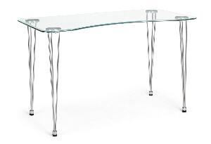 Masa de birou din sticla si metal Rondo Transparent / Crom, L120xl60xH74 cm