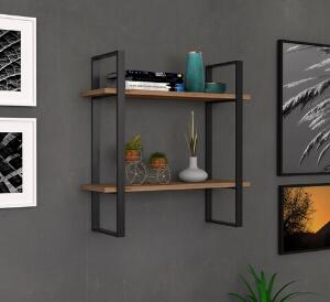 Raft de perete, Asse Home, 70x22x70 cm, PAL melaminat, natural/negru