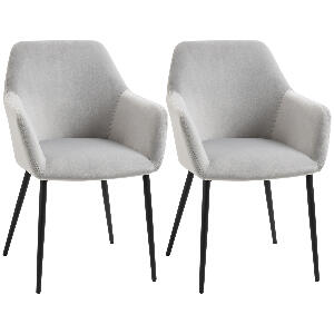 HOMCOM Set de 2 scaune de sufragerie, decorative din material textil din catifea, mobilier living, fotolii gri deschism| AOSOM RO