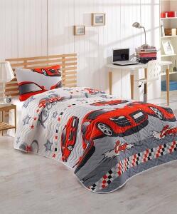 Set cuvertura de pat matlasata, Eponj Home, Crazy Red, 2 piese, 65% bumbac, 35% poliester, multicolor