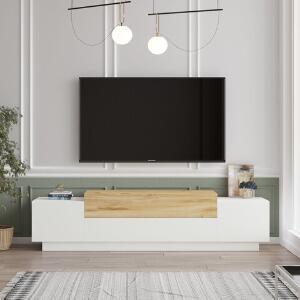Comoda TV FD1 - WK, Locelso, 160x37.3x38.7 cm, natural/alb