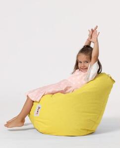 Fotoliu puf pentru copii, Bean Bag, Ferndale, 60x60 cm, poliester impermeabil, galben