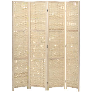 HOMCOM Separator de interior din lemn si bambus, perete de separare pliabil pentru casa si birou | AOSOM RO