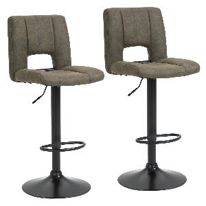 HomCom set 2 scaune inalte de bar, 41.5x51x94-115cm, kaki | AOSOM RO