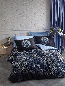 Lenjerie de pat din bumbac Satinat Glory Bleumarin / Bleu, 200 x 220 cm