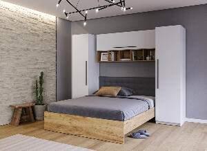 Set Mobilier Dormitor Complet Timber - Tapiterie Neagra - Configuratia 11